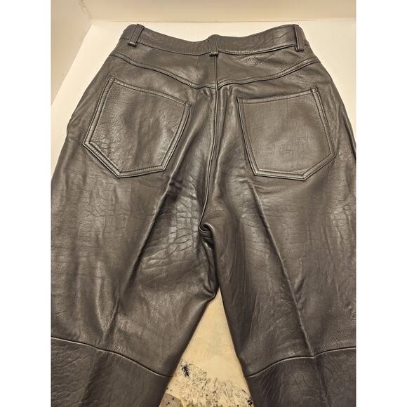 Liz Claiborne Lizwear Leather Pants Sz 10 Black Lined High Waist 80s Retro Mom - Picture 11 of 14